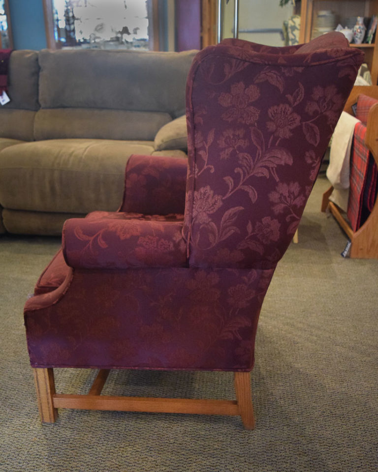 Burgundy Wingback Chair New England Home Furniture Consignment   29468 4 768x960 