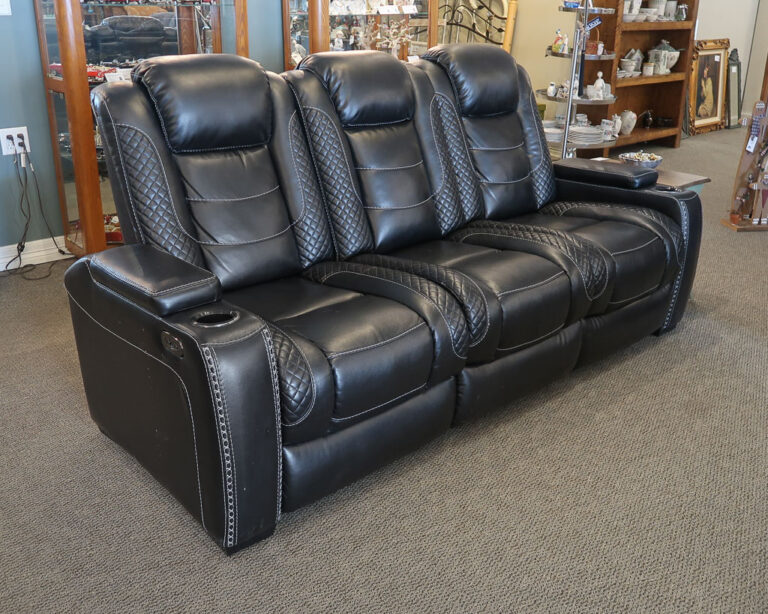 ashley reclining leather demosio sofa