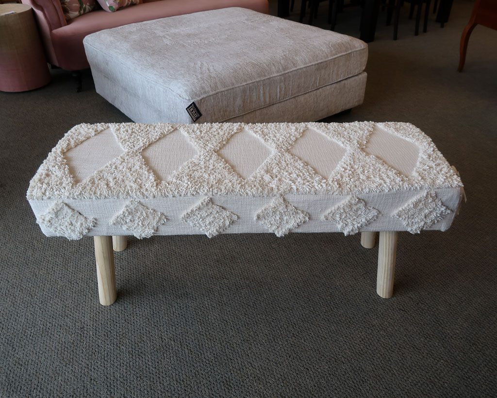 Cream Upholstered Bench | New England Home Furniture Consignment