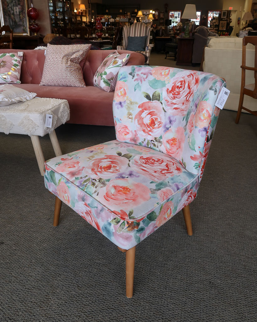 Floral Slipper Chair New England Home Furniture Consignment   72114 1 