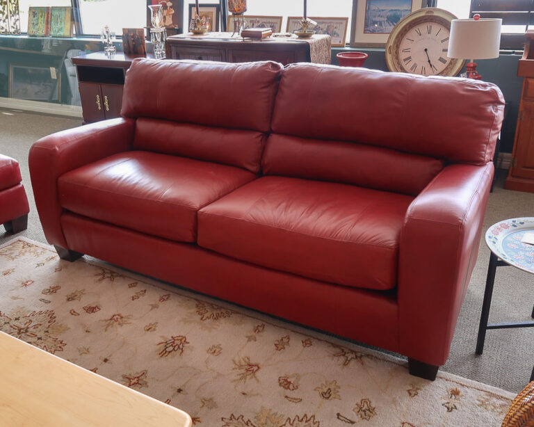 broyhill 7 red leather sofa