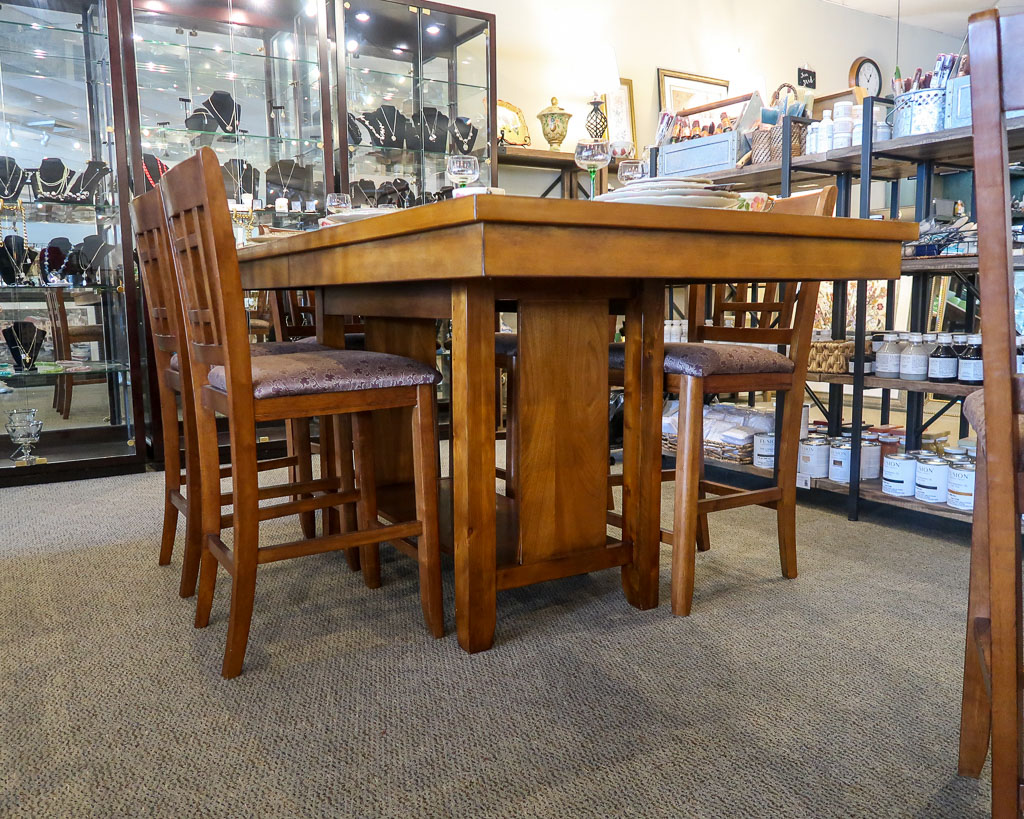 Pedestal Pub Height Dining Set | New England Home Furniture Consignment