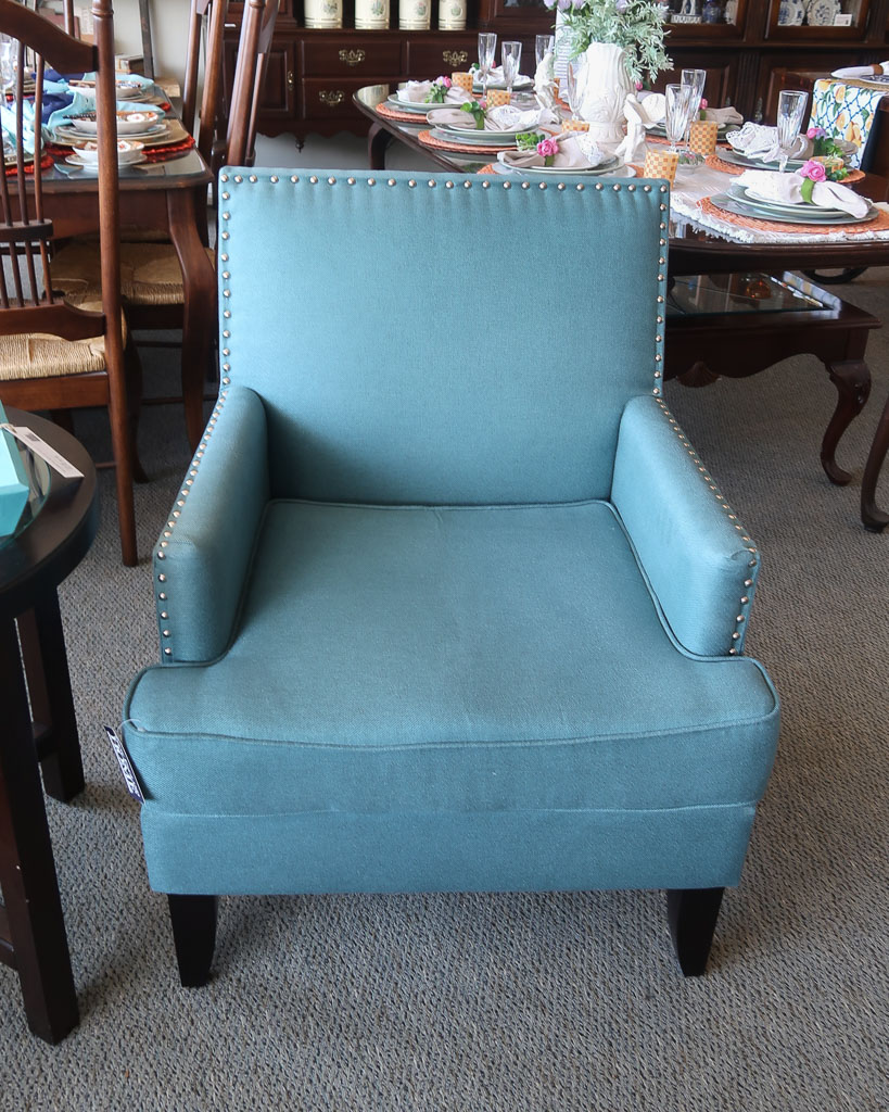 teal studded chair