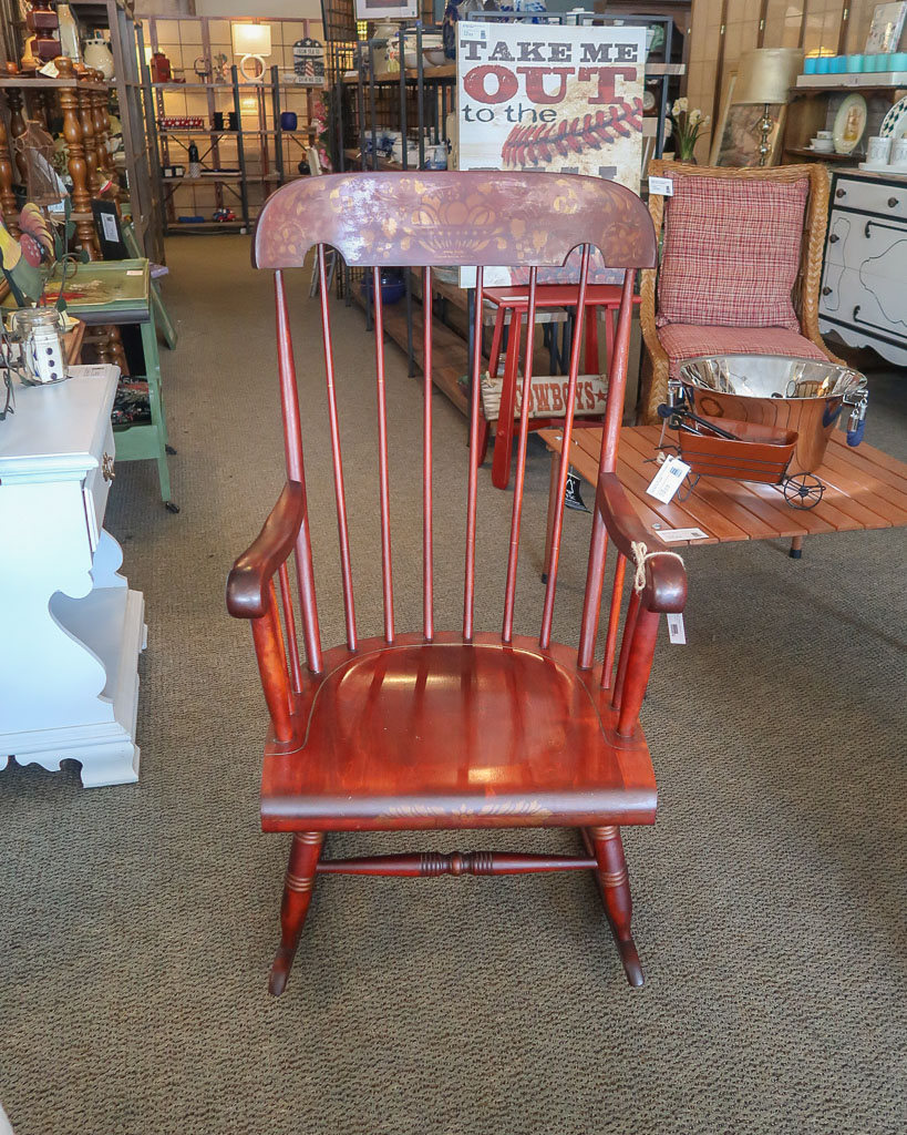 Red Wood Rocking Chair New England Home Furniture Consignment   102732 1 